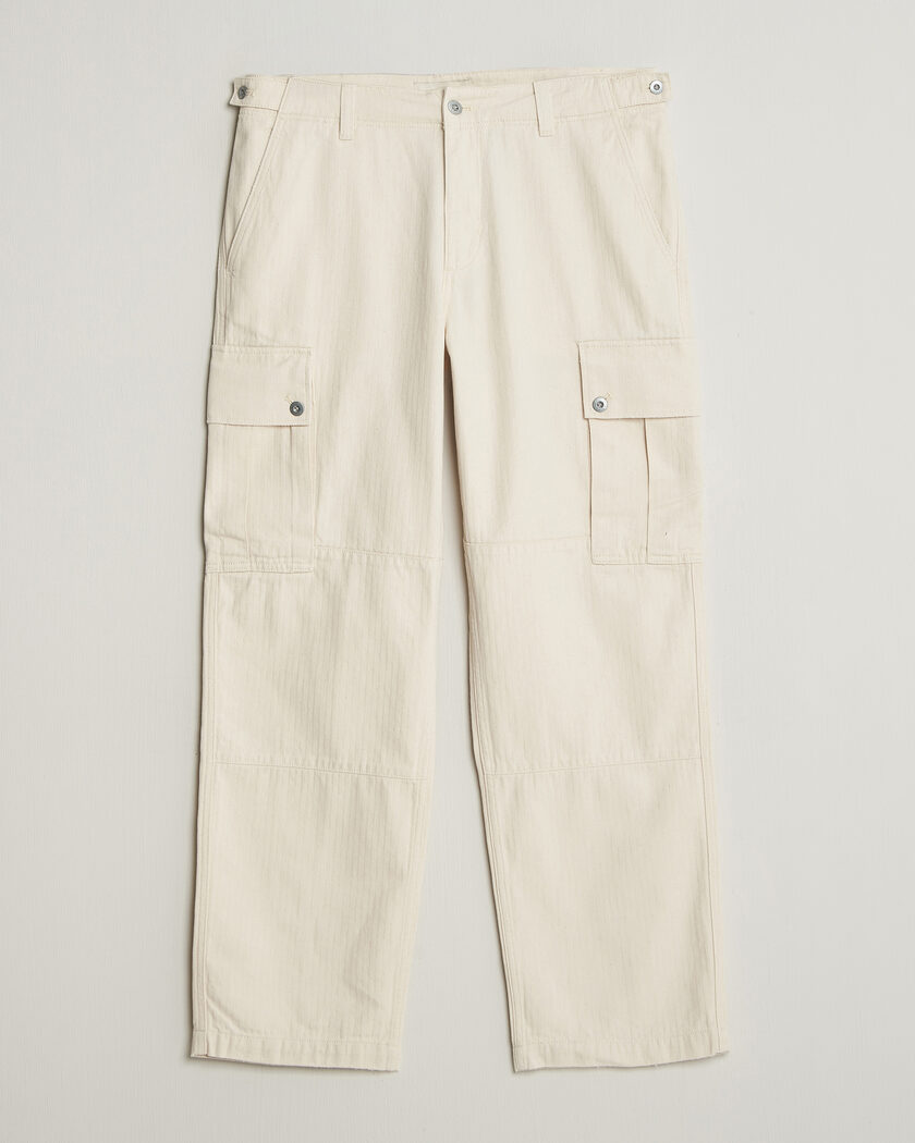 GANT Relaxed Fit Herringbone Cargo Pants Creamed White – Weiß