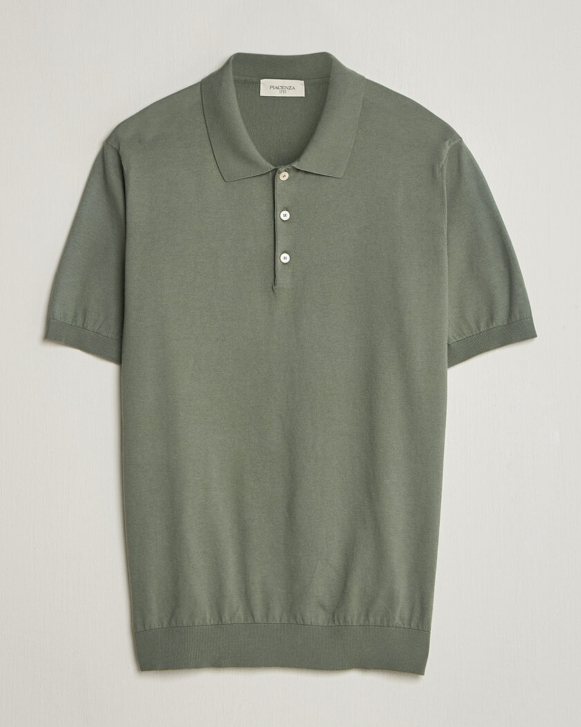 Piacenza Cashmere Short Sleeve Knitted Polo Sage – Grün