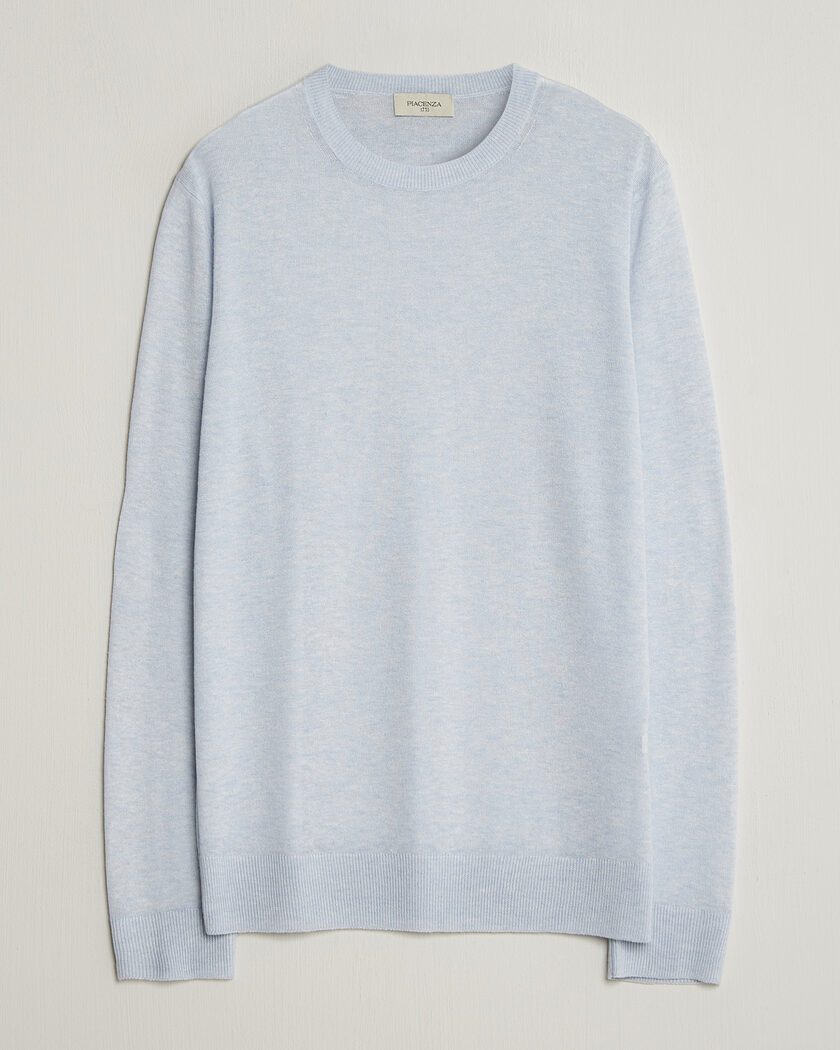 Piacenza Cashmere Soft Silk/Cashmere Crew Neck  Sky Blue – Blau