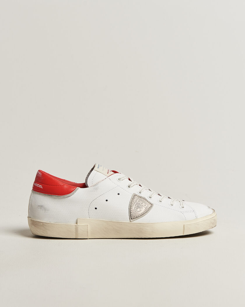 Philippe Model PRSX Low Top Canvas Mix Sneaker White/Red – Weiß