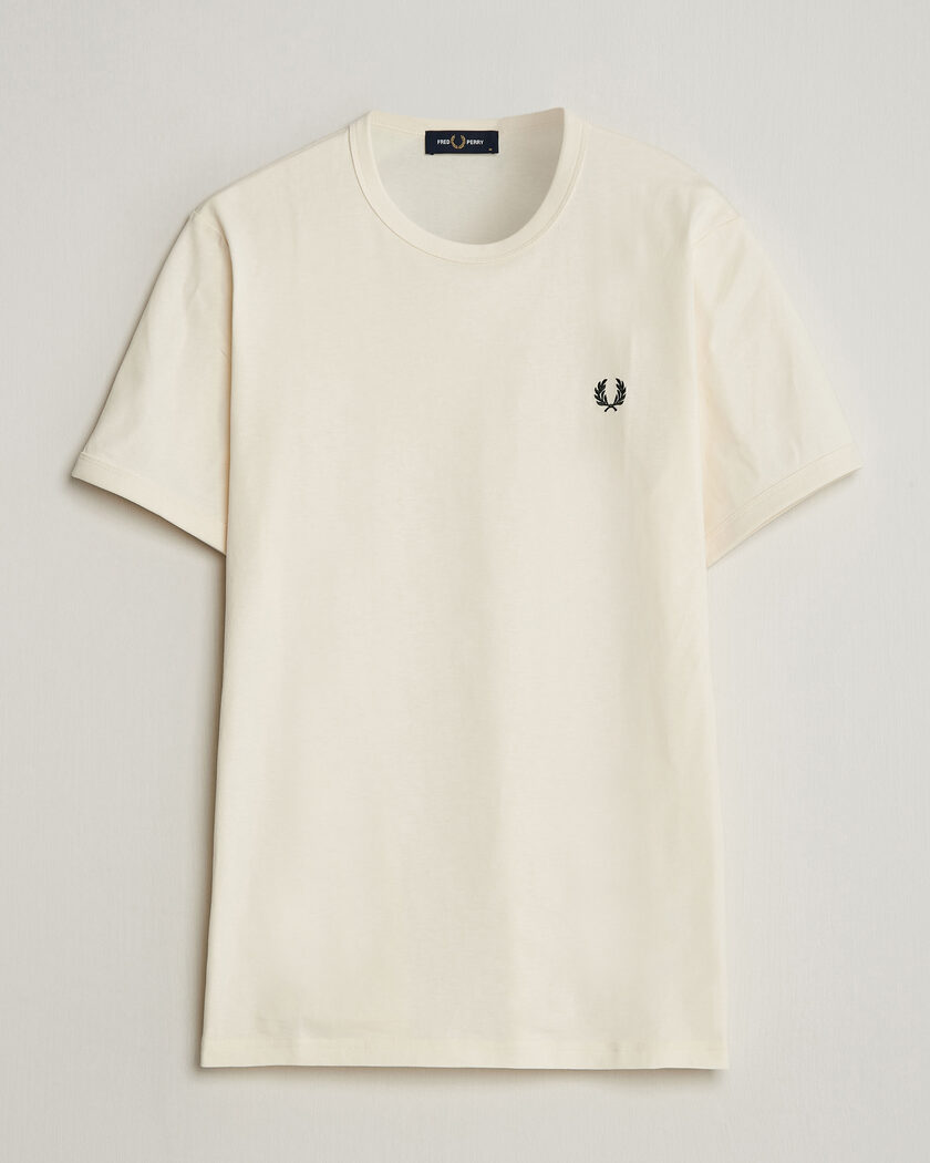 Fred Perry Ringer T-Shirt Ecru – Weiß