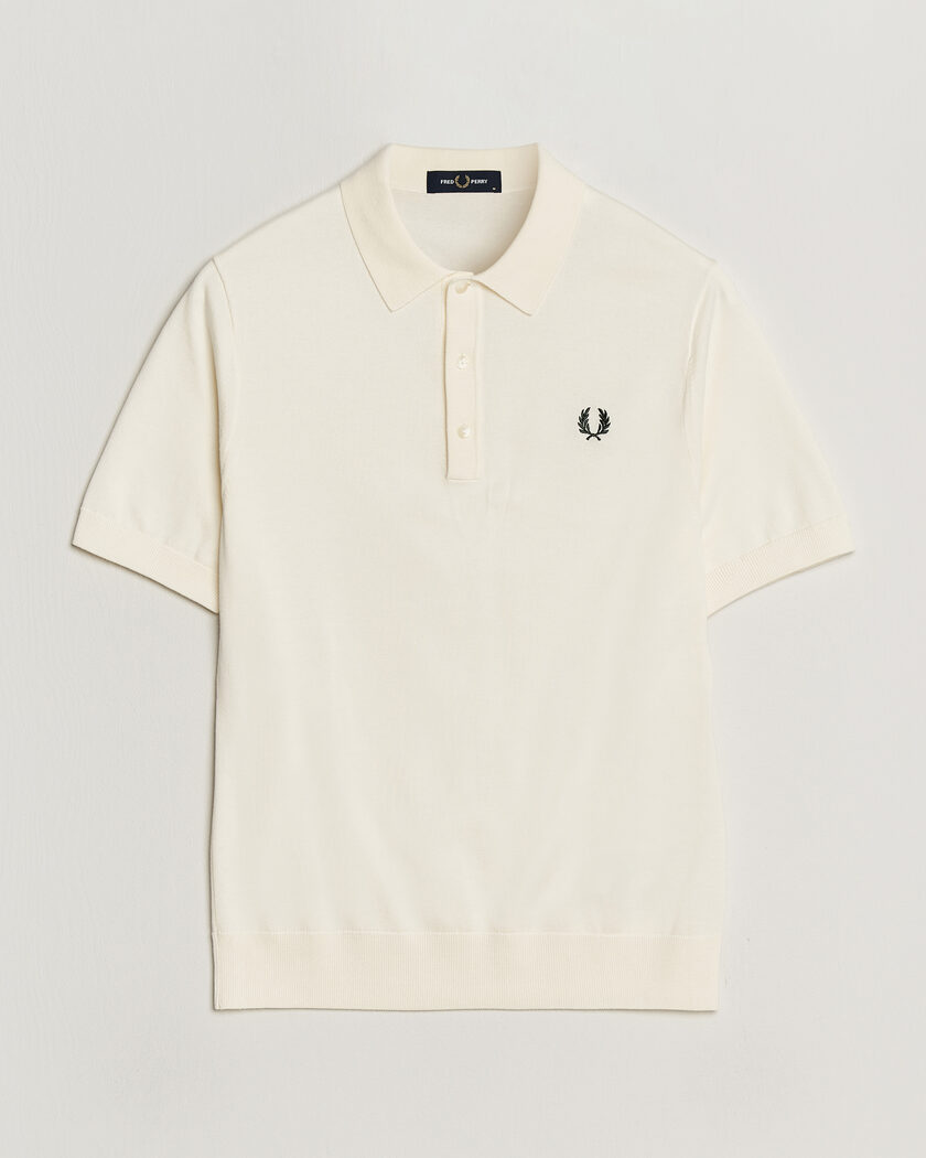 Fred Perry Cotton Knitted Polo Ecru – Weiß