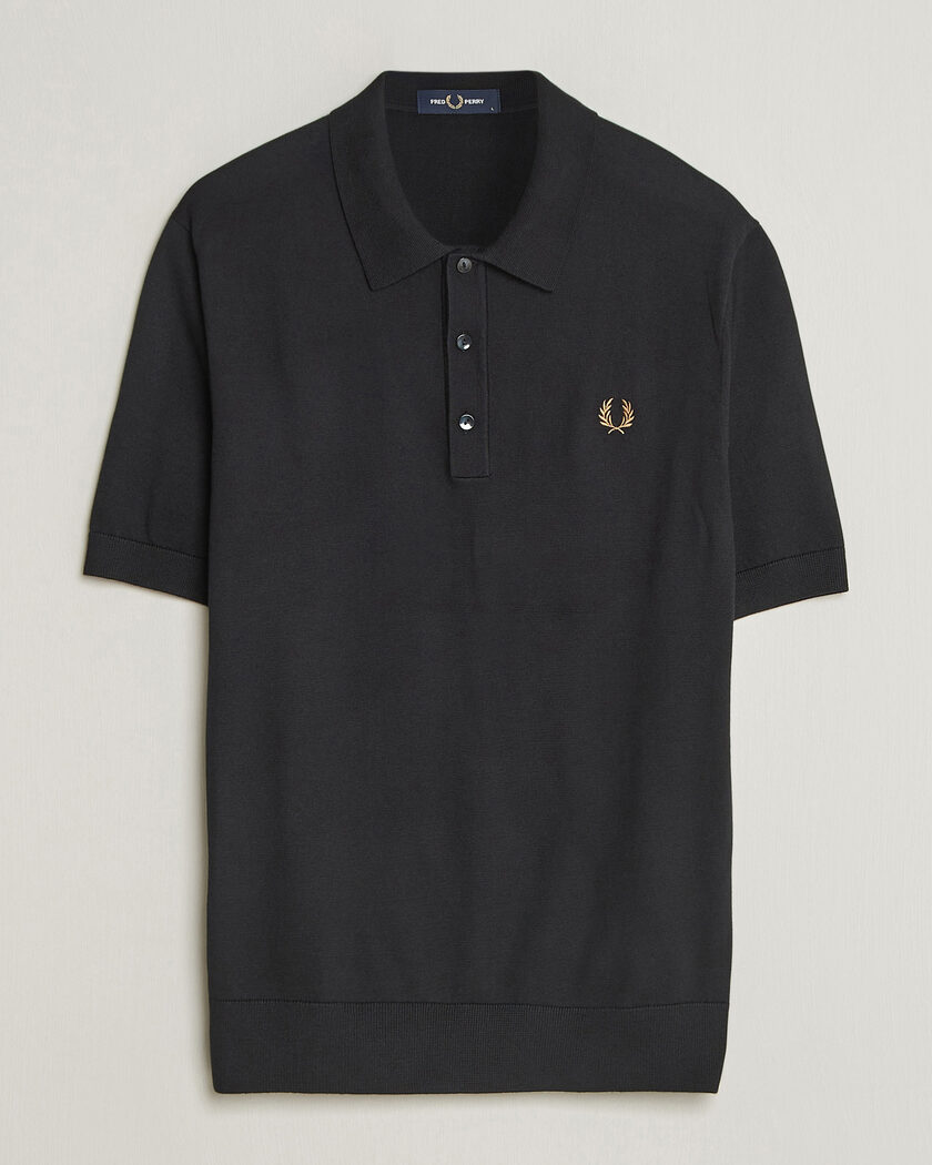 Fred Perry Cotton Knitted Polo Black – Schwarz