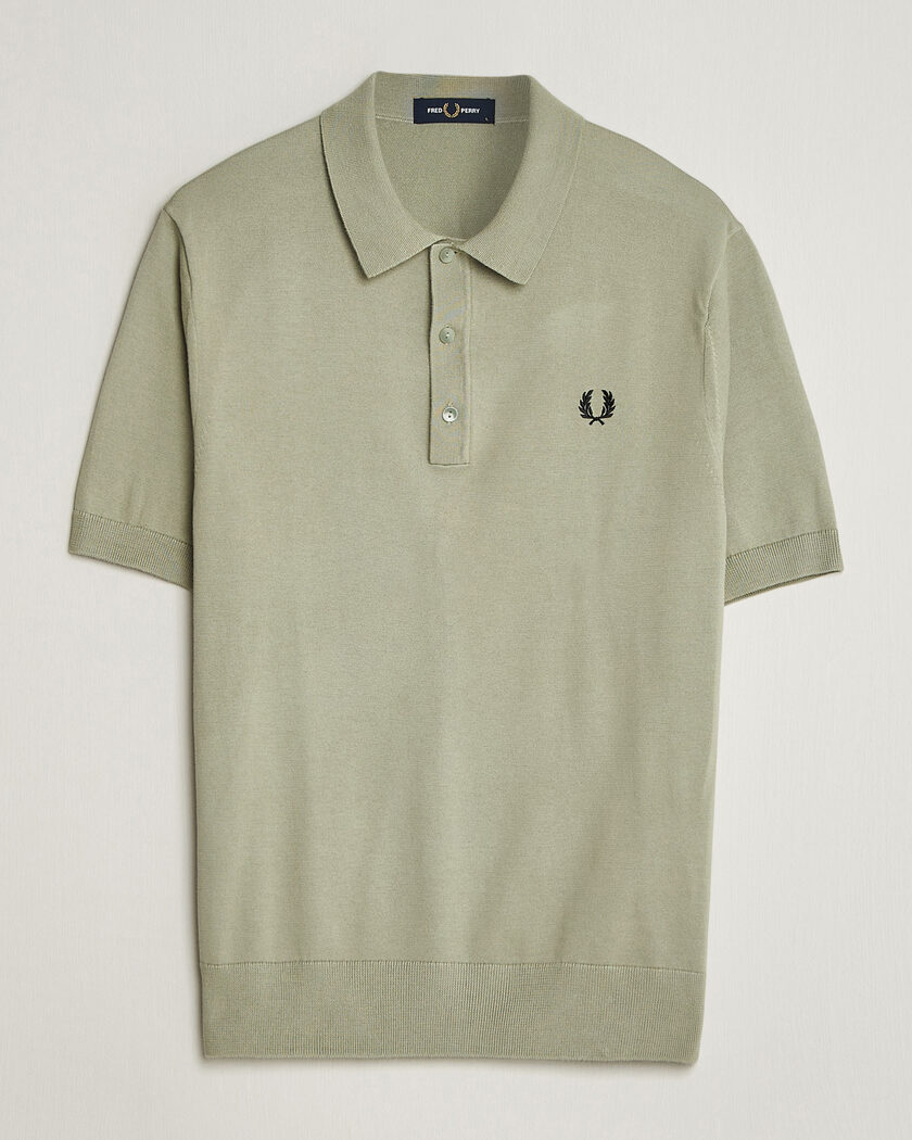 Fred Perry Cotton Knitted Polo Seagrass Green – Grün
