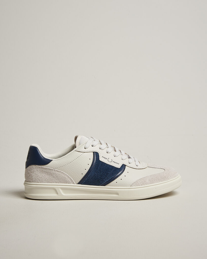 Fred Perry B4 Leather/Suede Sneaker Porcelain/Navy – Weiß