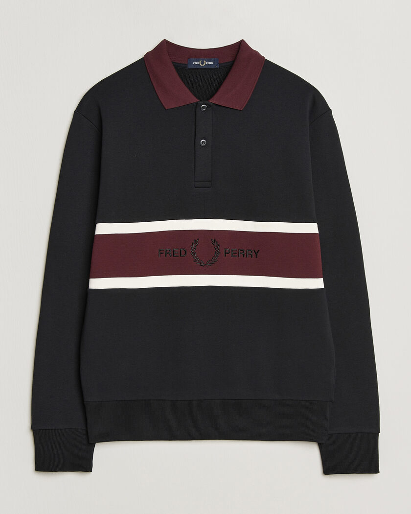 Fred Perry Embroidered Paneled Polo Sweater Black – Mehrfarbig