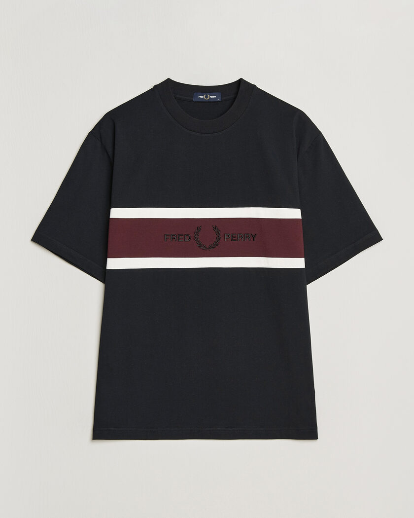  Fred Perry Embroidered Paneled T-Shirt Black – Schwarz