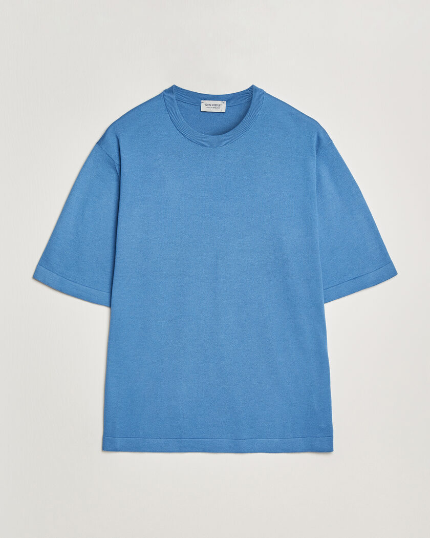 John Smedley Tindall Sea Island Cotton T-Shirt Skye Blue – Blau