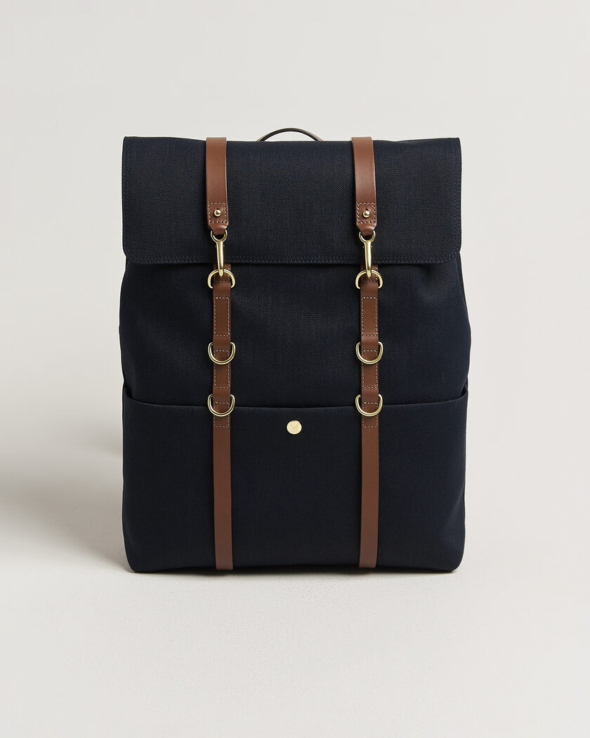 Mismo M/S Nylon Backpack Deep Sea Blue/Cuoio – Blau