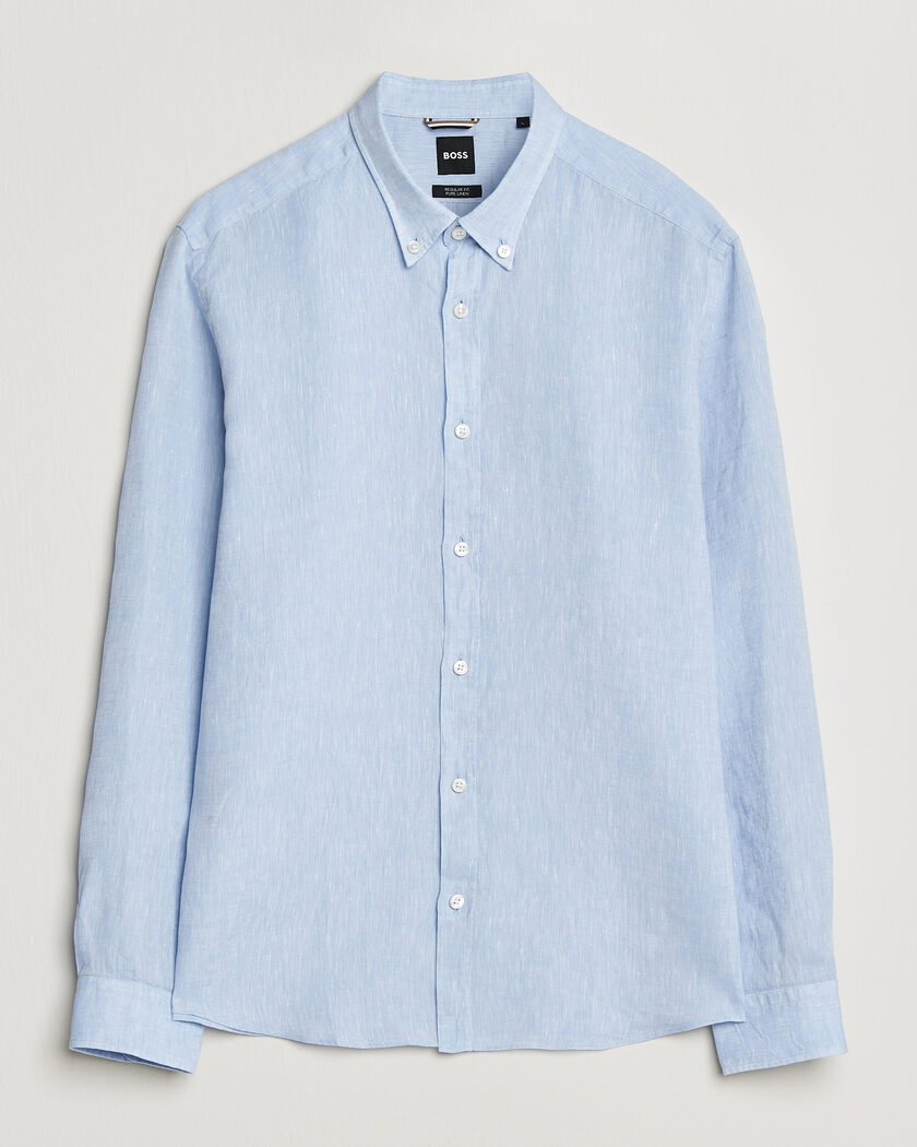 BOSS BLACK Liam Linen Shirt Light Blue – Blau