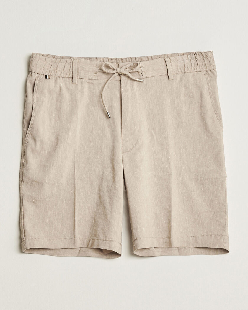 BOSS BLACK Kane Linen Drawstring Shorts Open Beige – Beige