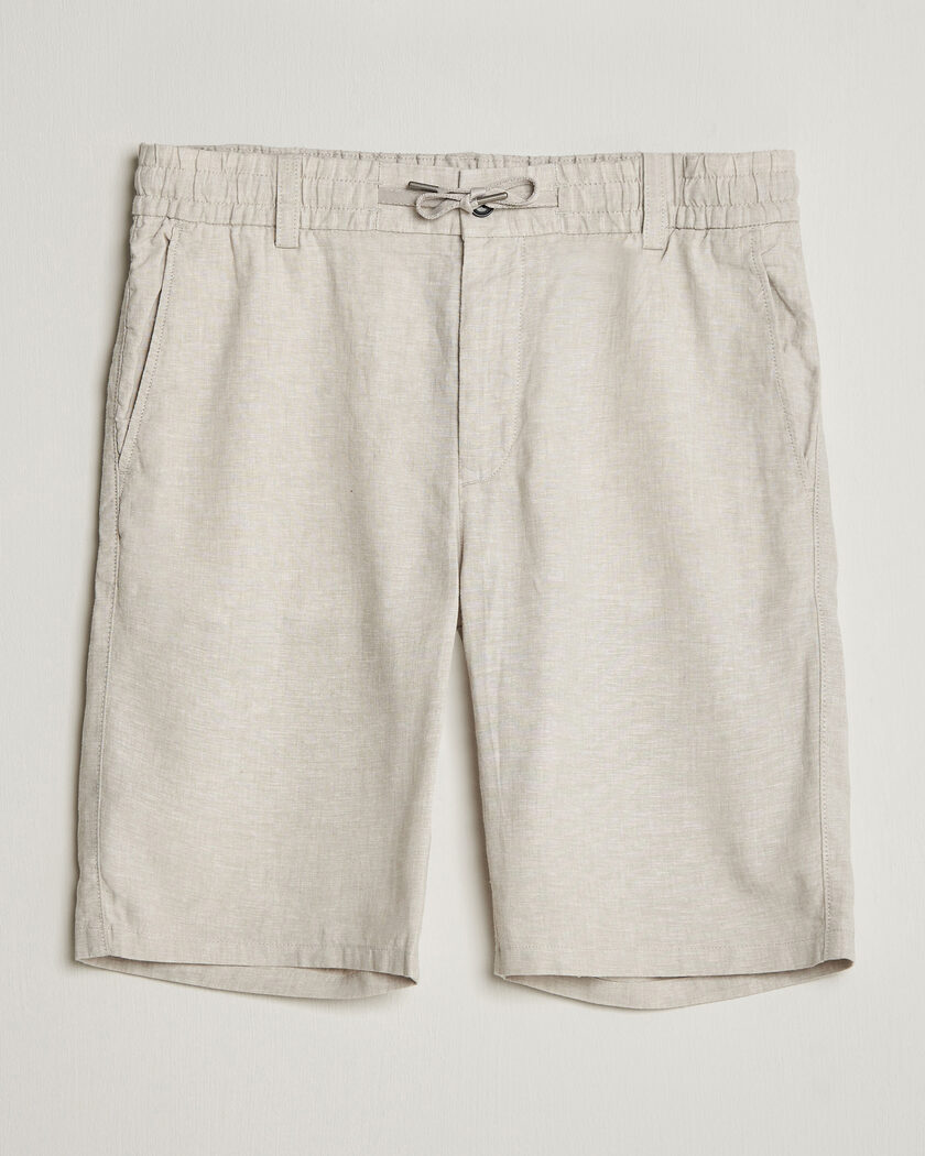 BOSS ORANGE Tapered Linen Drawstring Shorts Open Grey – Grau