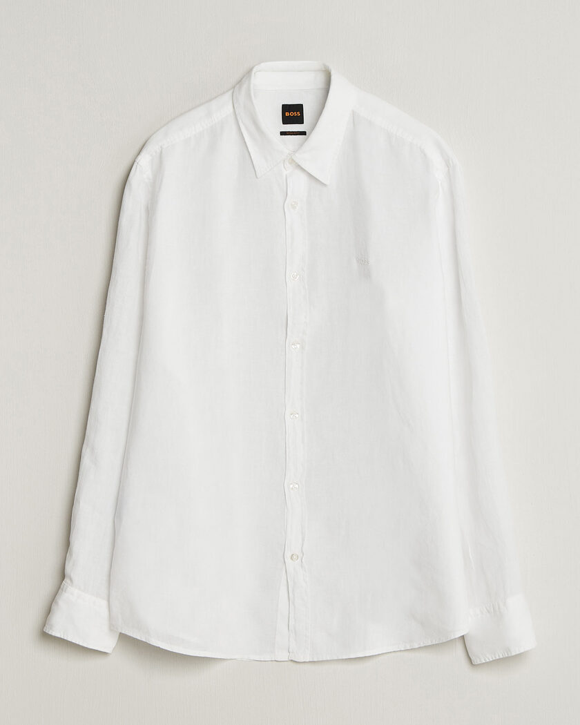 BOSS ORANGE Relegant Linen Shirt White – Weiß