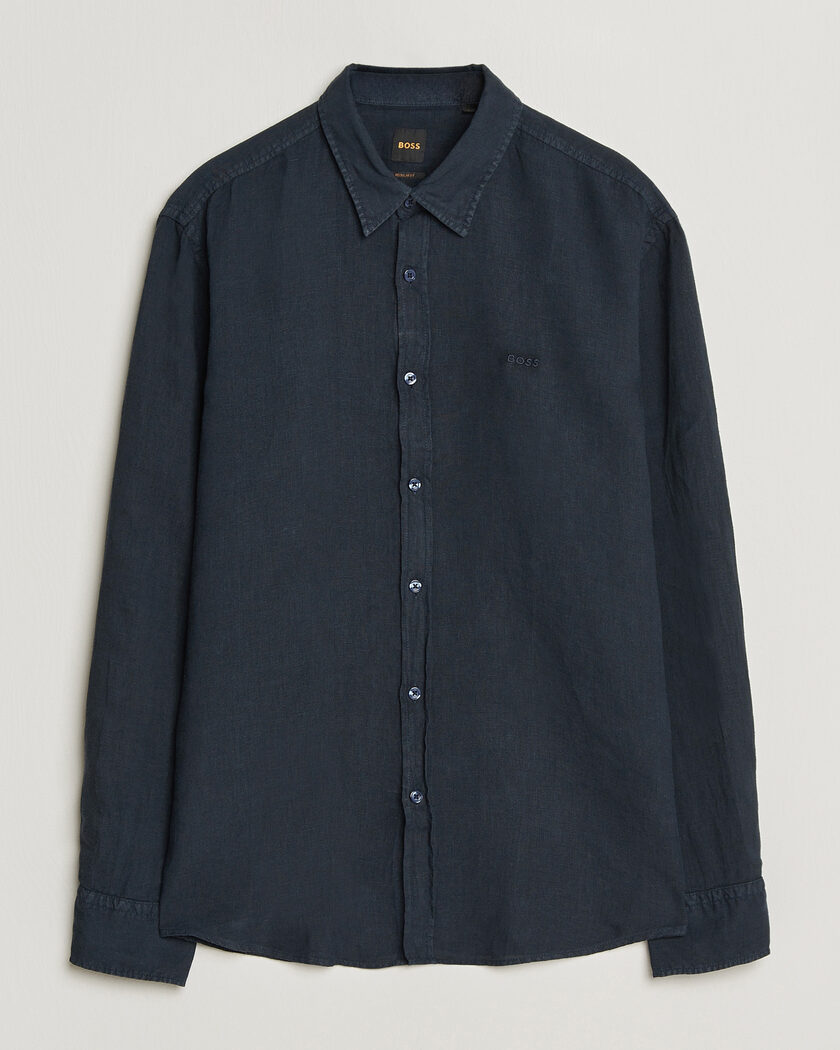 BOSS ORANGE Relegant Linen Shirt Dark Blue – Blau