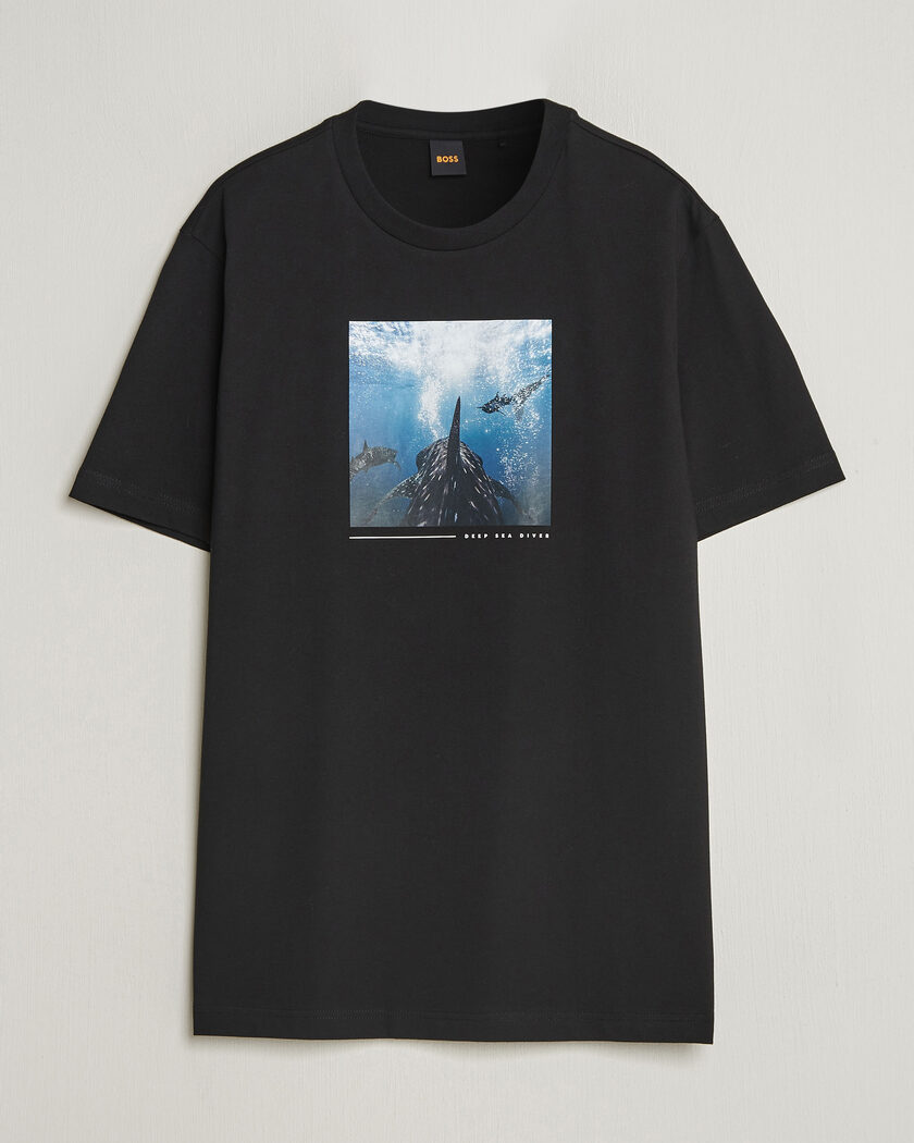 BOSS ORANGE Creature Printed Crew Neck T-Shirt Black – Schwarz