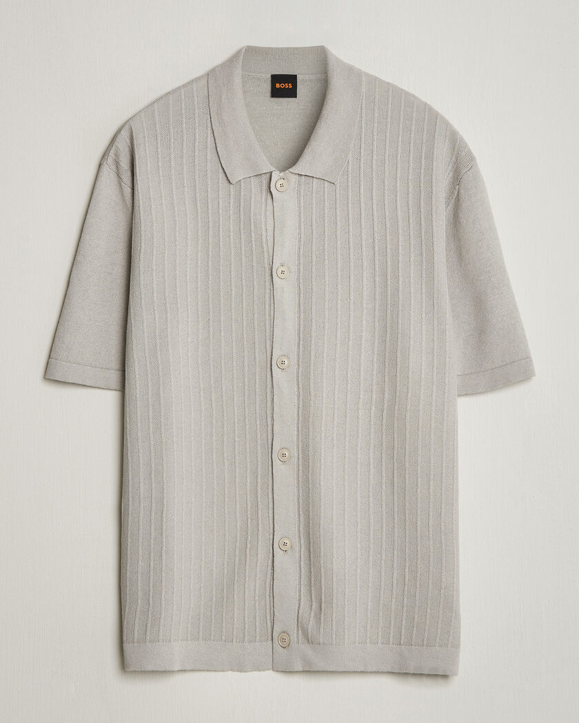 BOSS ORANGE Amicino Linen/Cotton Knitted Shirt Beige – Beige