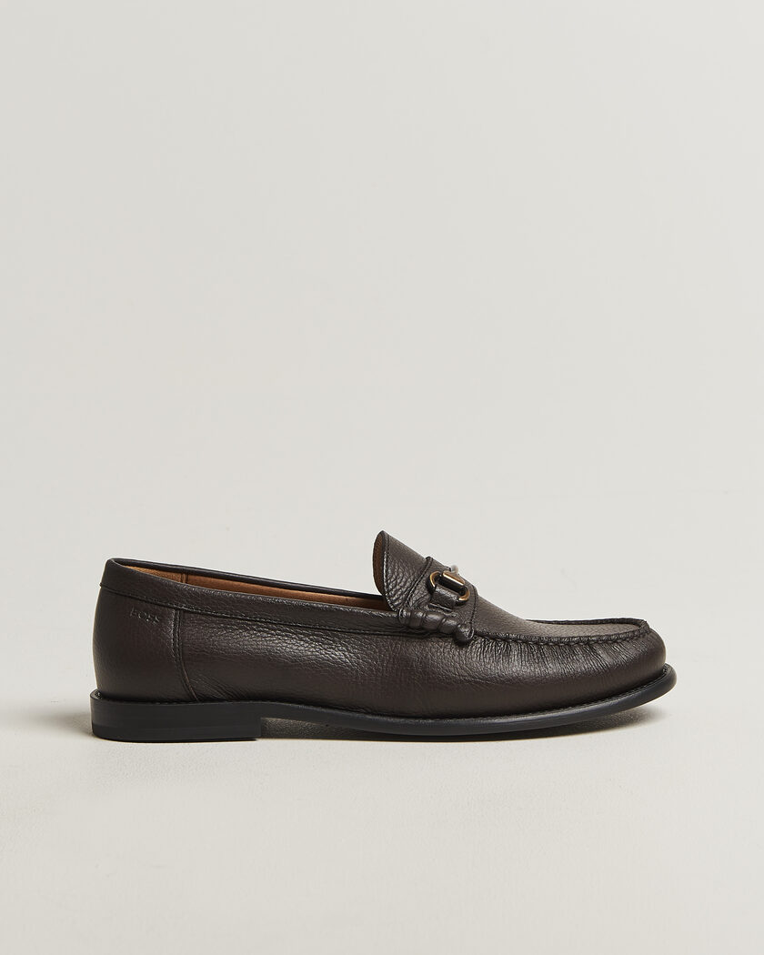 BOSS BLACK Tevan Leather Moccasin Dark Brown – Braun