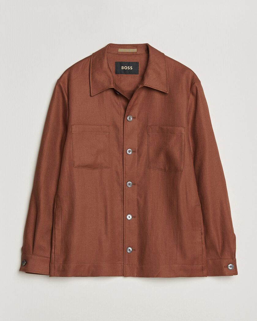BOSS CAMEL Corvin Linen Overshirt Medium Brown – Braun