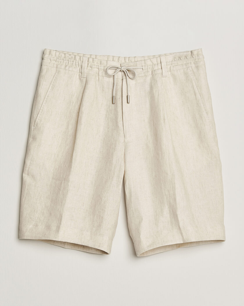 BOSS CAMEL Peet Linen Drawstring Shorts Open White – Weiß