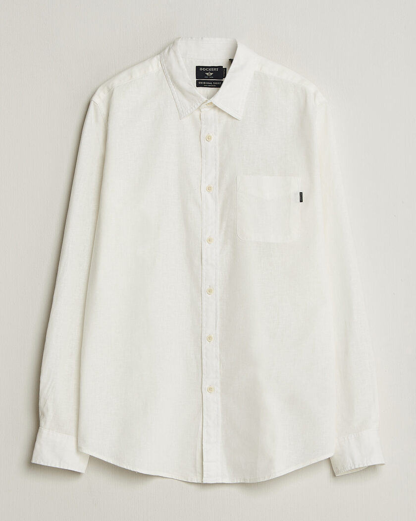 Dockers Slim Linen/Cotton Shirt Undyed – Weiß