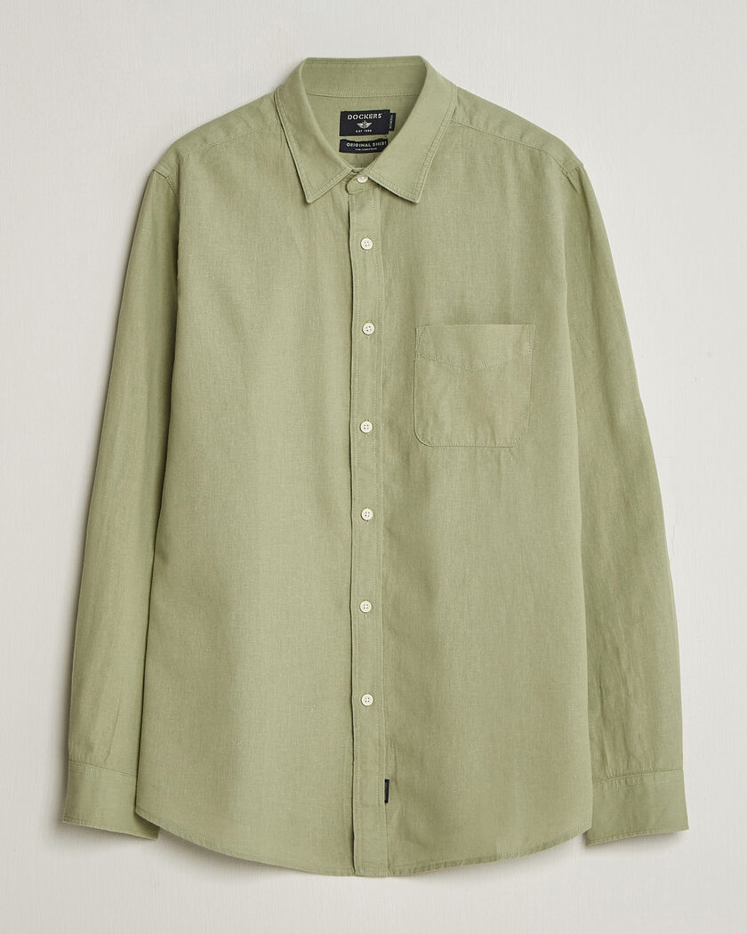 Dockers Slim Linen/Cotton Shirt Tea – Grün