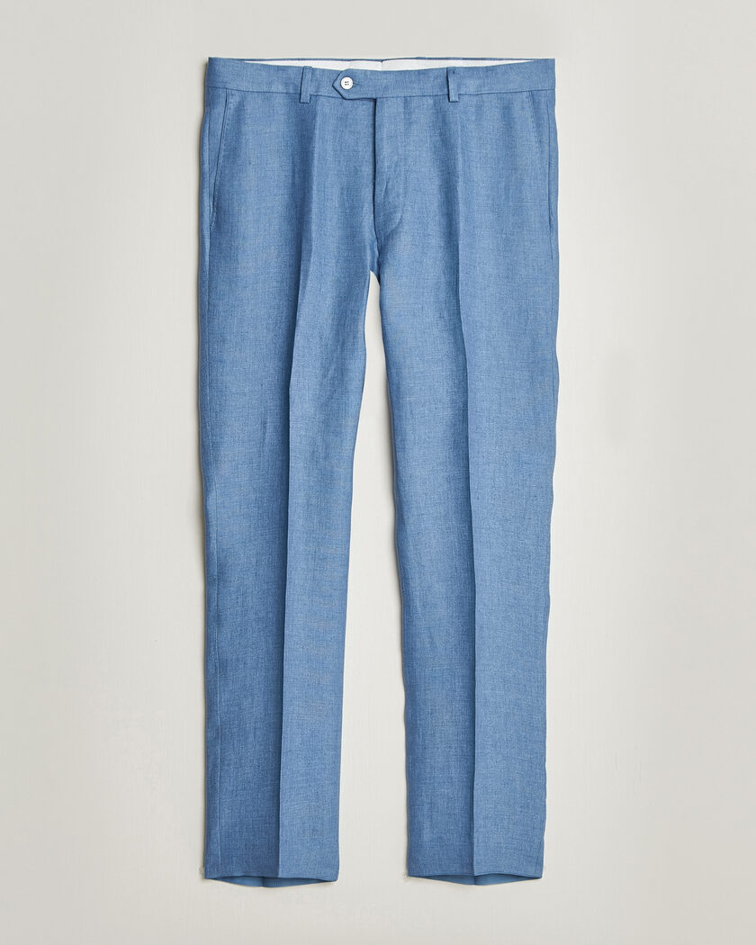 Oscar Jacobson Dandy Linen Trousers Light Blue – Blau