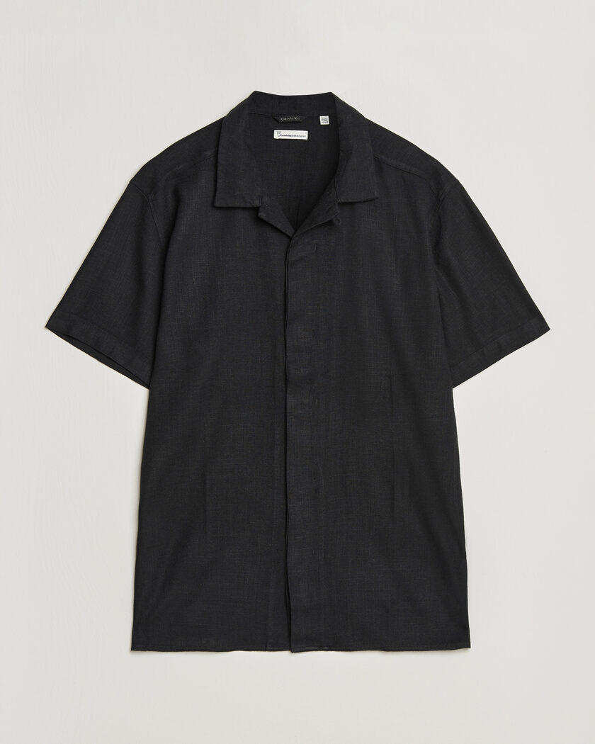 KnowledgeCotton Apparel Linen/Lyocell Resort Shirt Black – Schwarz