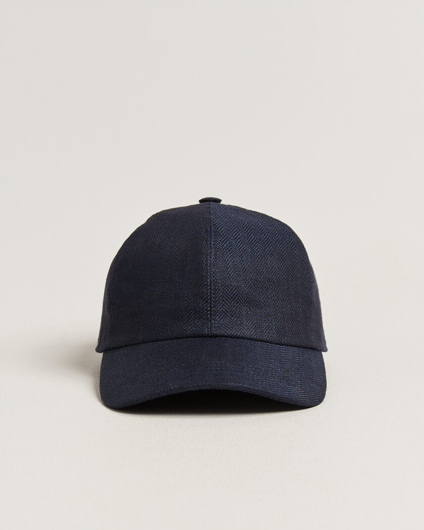 Wigéns Baseball Linen Herringbone Cap Navy – Blau