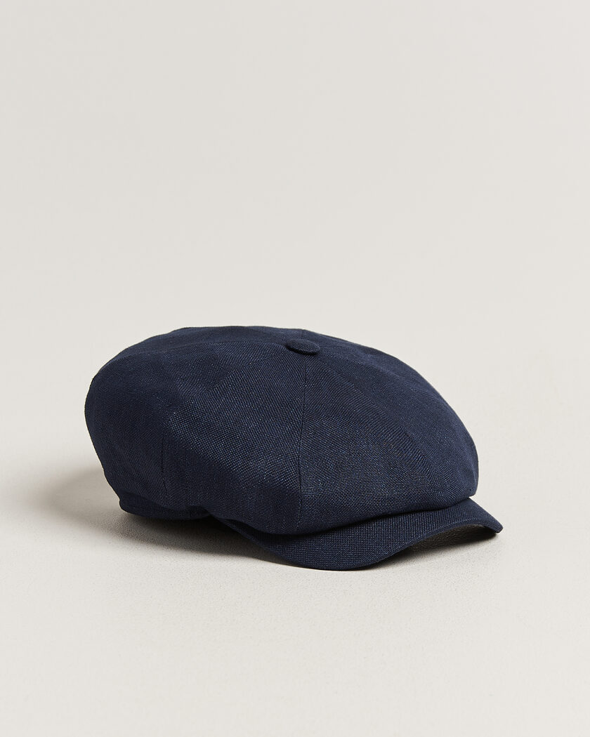 Wigéns Newsboy Retro Hopsack Linen Cap Navy – Blau
