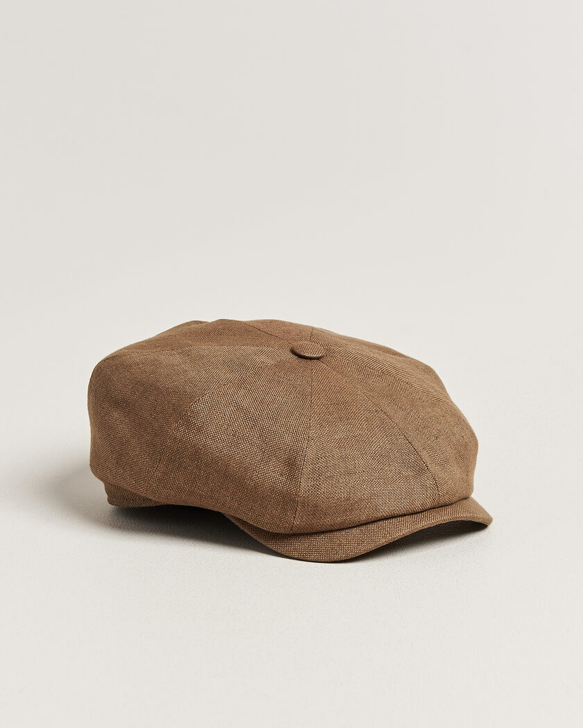 Wigéns Newsboy Retro Hopsack Linen Cap Light Brown – Braun