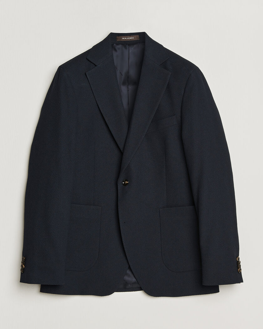 Oscar Jacobson Fogerty Patch Structure Cotton Blazer Navy – Blau