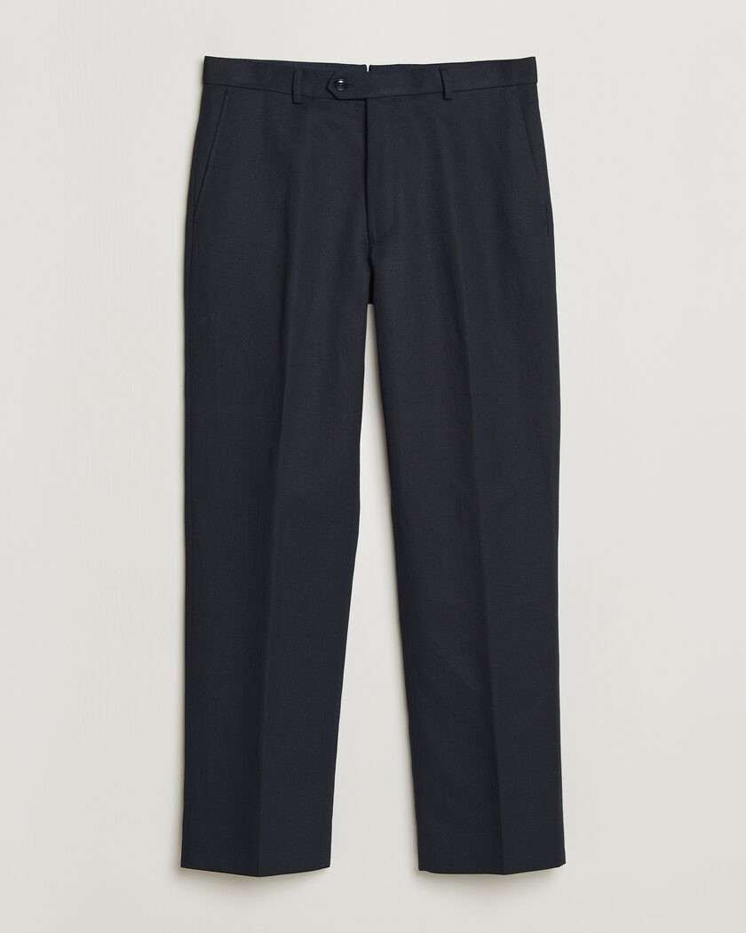 Oscar Jacobson Del Cotton/Linen Trousers Navy – Blau