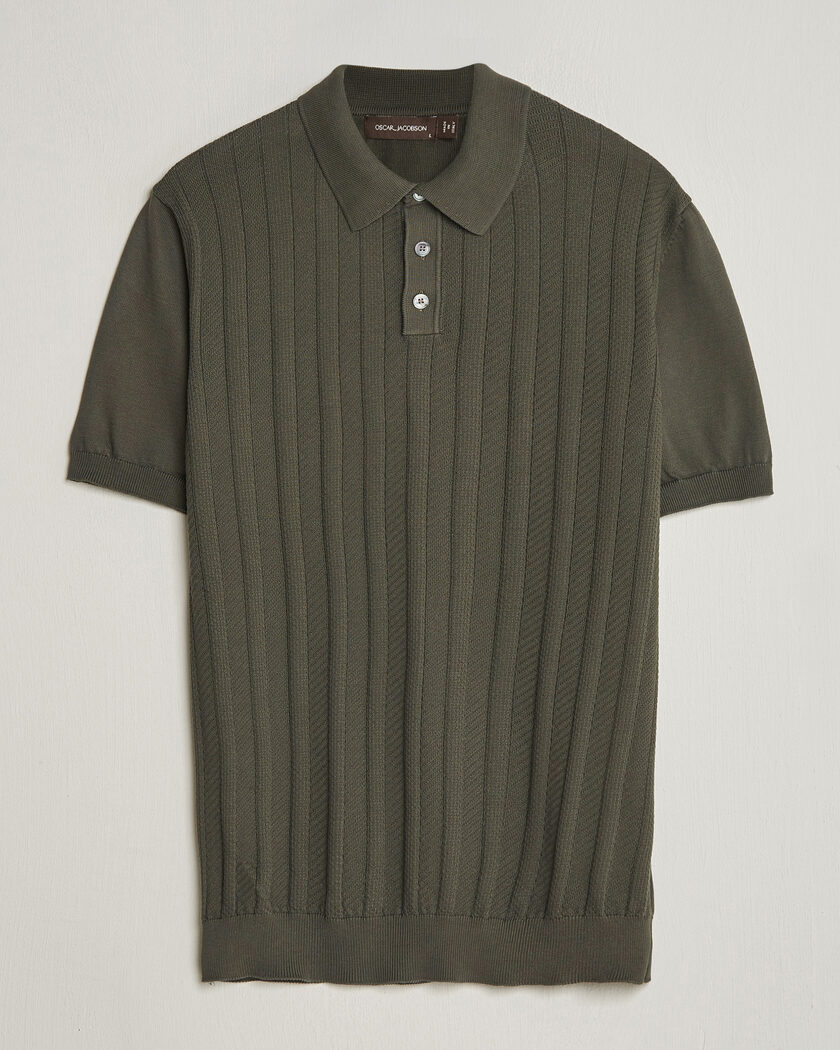 Oscar Jacobson Barto Structured Cotton Polo Green – Grün