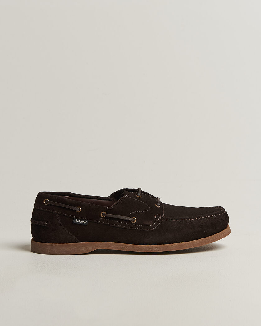 Loake 1880 Padstow Suede Boat Shoe Dark Brown – Braun
