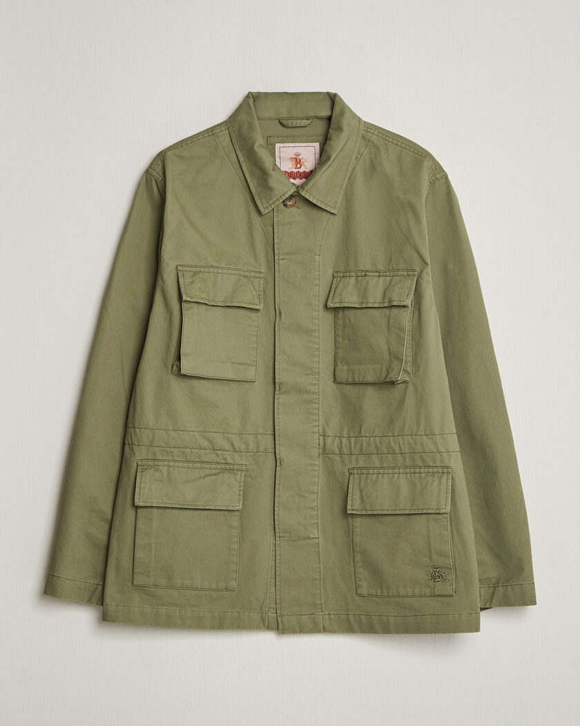 Baracuta Washed Cotton Twill Field Shacket Lichen Green – Grün