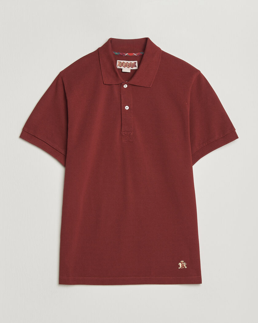 Baracuta Tartan Placket Piquet Polo Oxblood – Rot