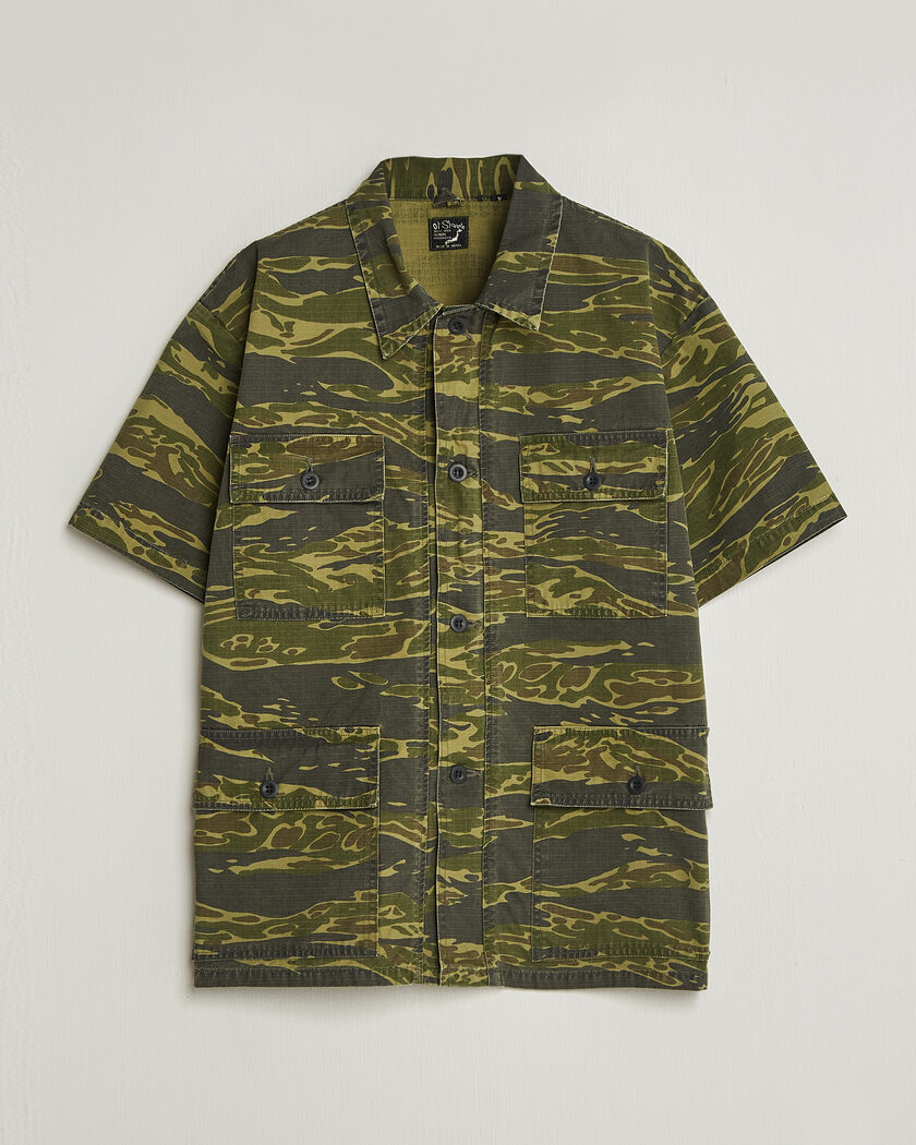orSlow Short Sleeve Utility Shirt Tiger Camo – Grün