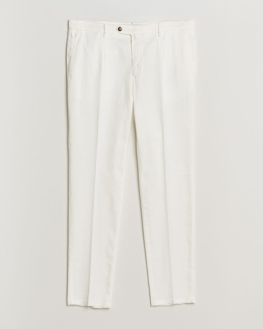 Briglia 1949 Pleated Linen Trousers Cream – Weiß