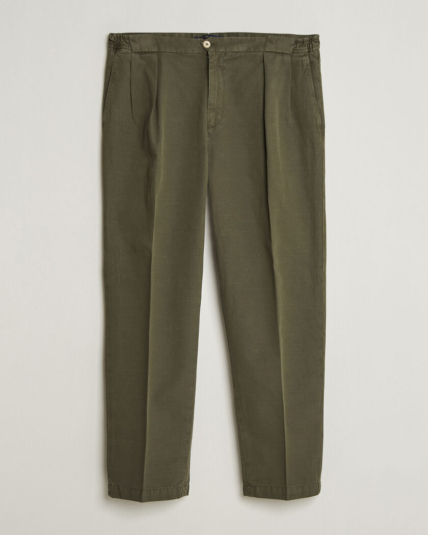 Briglia 1949 Portobello Loose Fit Cotton/Linen Trousers Olive – Grün