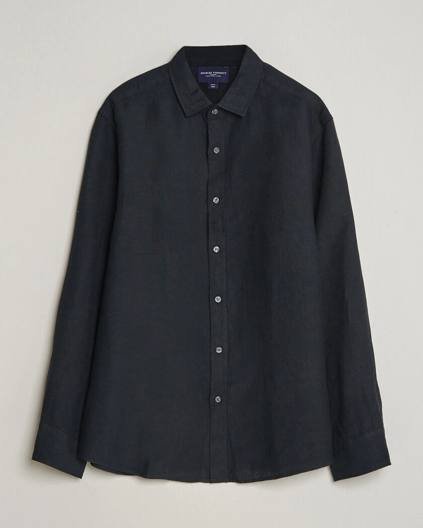Charles Tyrwhitt Pure Linen Slim Fit Shirt Black – Schwarz