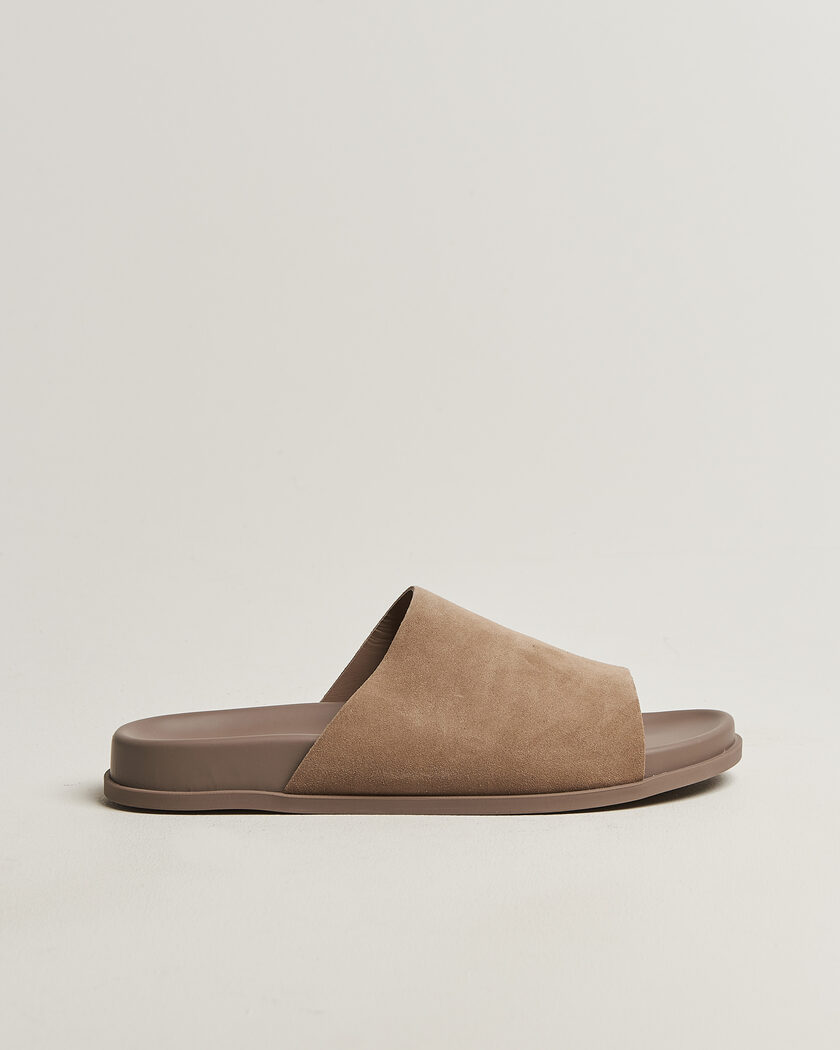 Thera's Classic Slide Sandals Stone Suede – Braun