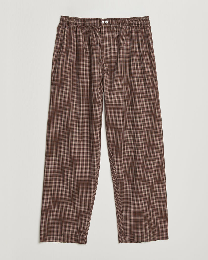 Tekla Fine Twill Pyjama Pants Serra Checks – Braun