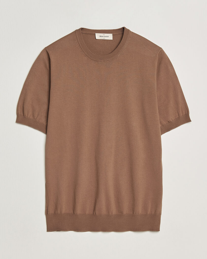 Gran Sasso Cotton Knitted Crew Neck T-Shirt Brown – Braun