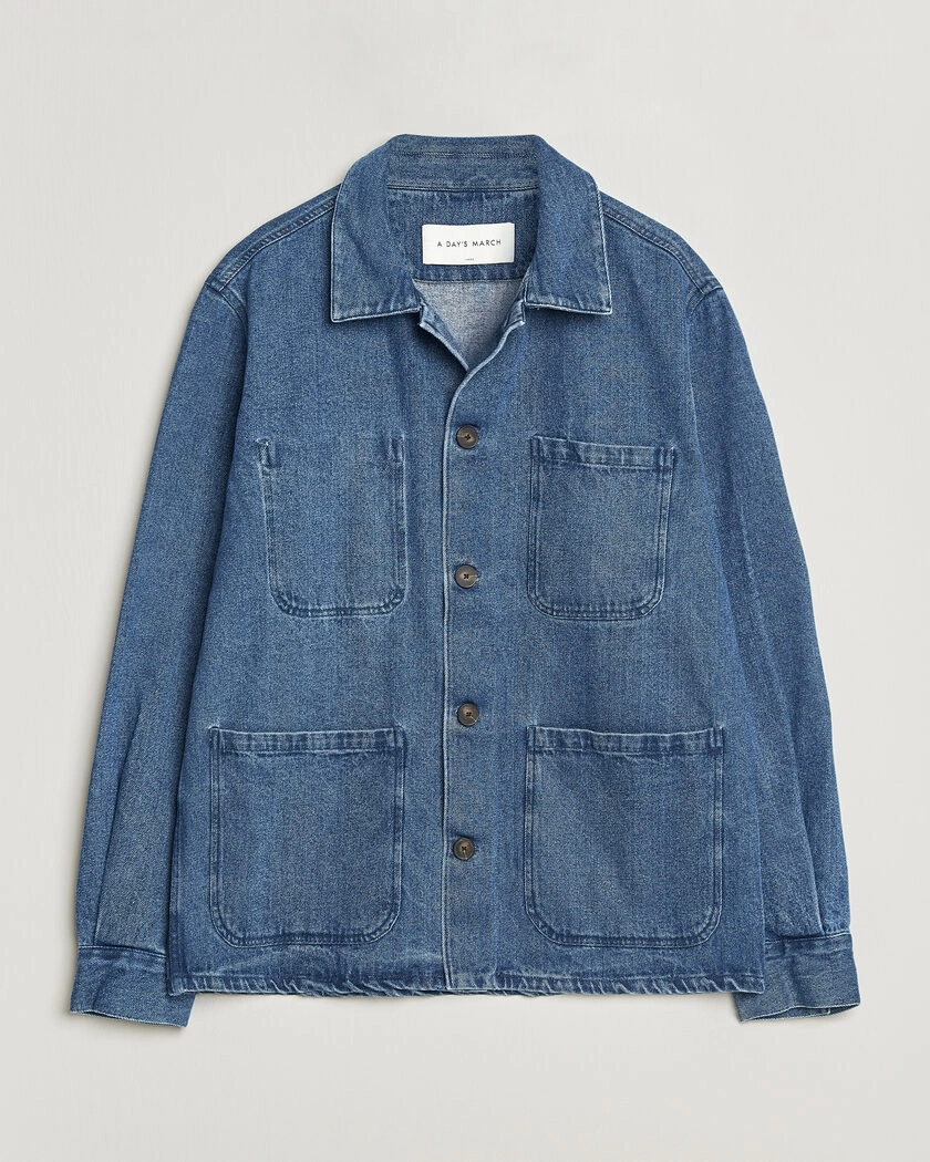 A Day's March Algot Denim Overshirt Washed Blue – Blau
