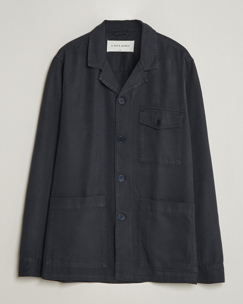 A Day's March Banagher Lyocell Overshirt Navy – Blau