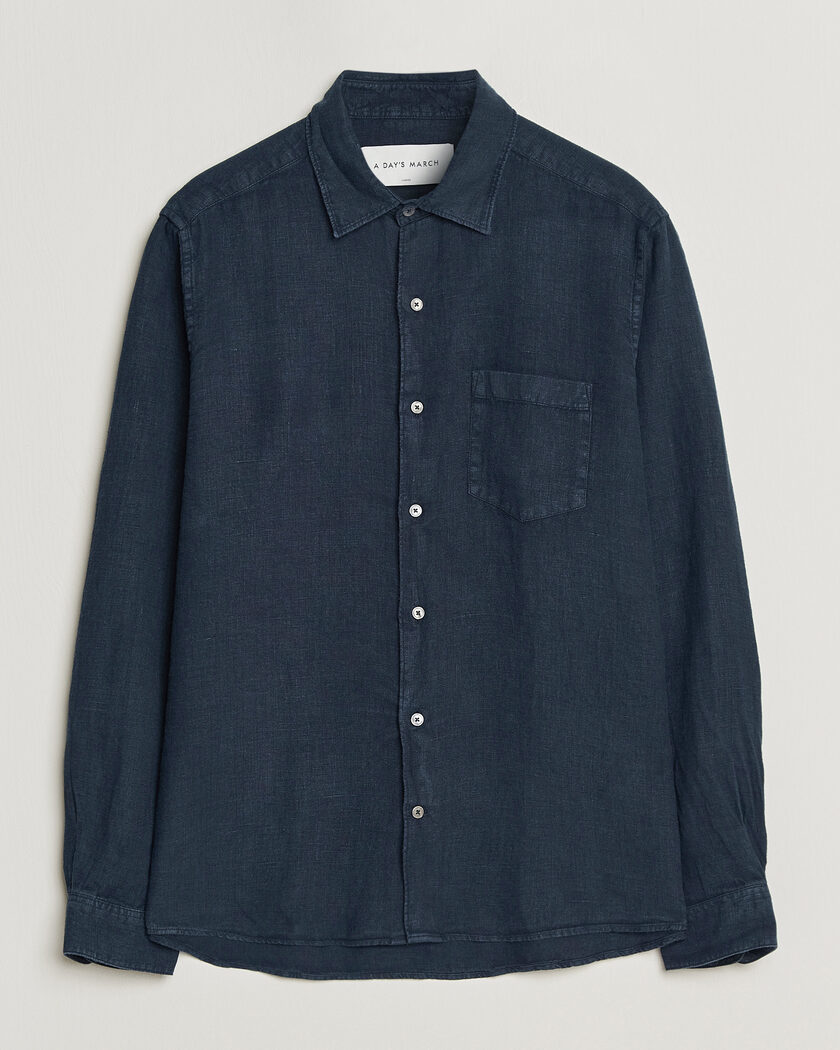 A Day's March Daintree Linen Shirt Navy – Blau
