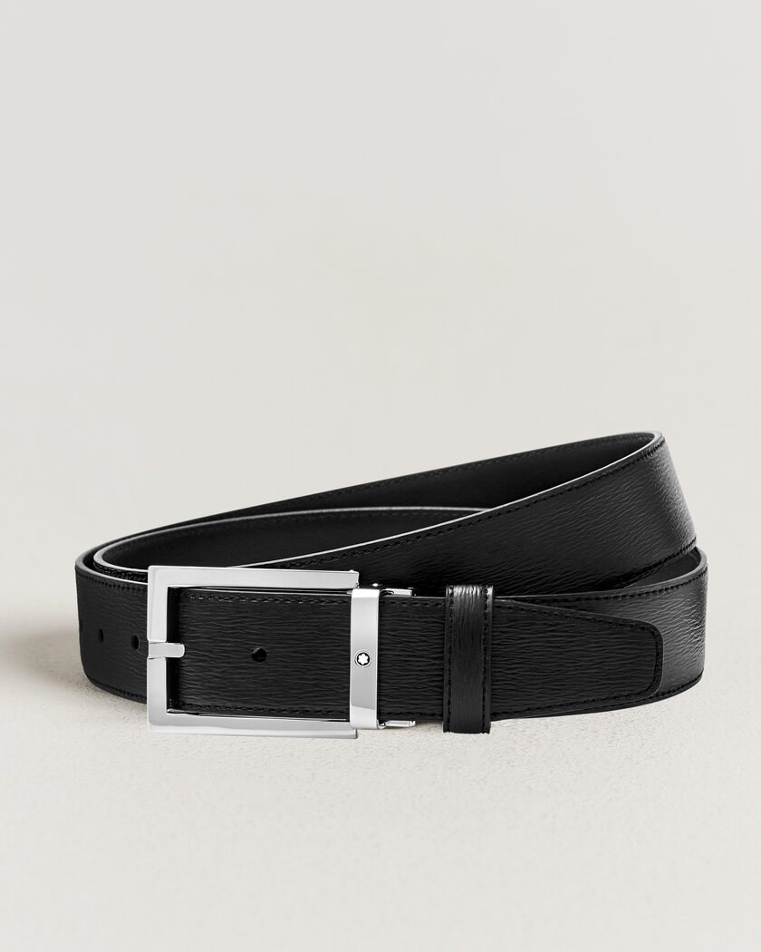 Montblanc Rectangular 35mm Leather Belt Black – Schwarz