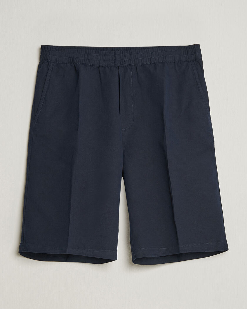 Filippa K Theo Relaxed Linen/Cotton Drawstring Shorts Navy – Blau