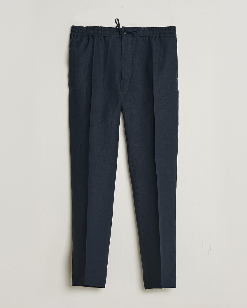 J.Lindeberg Soren Drape Linen Pants Navy – Blau