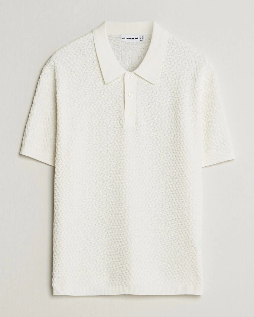 J.Lindeberg Jacques Structured Knitted Polo Tofu – Weiß